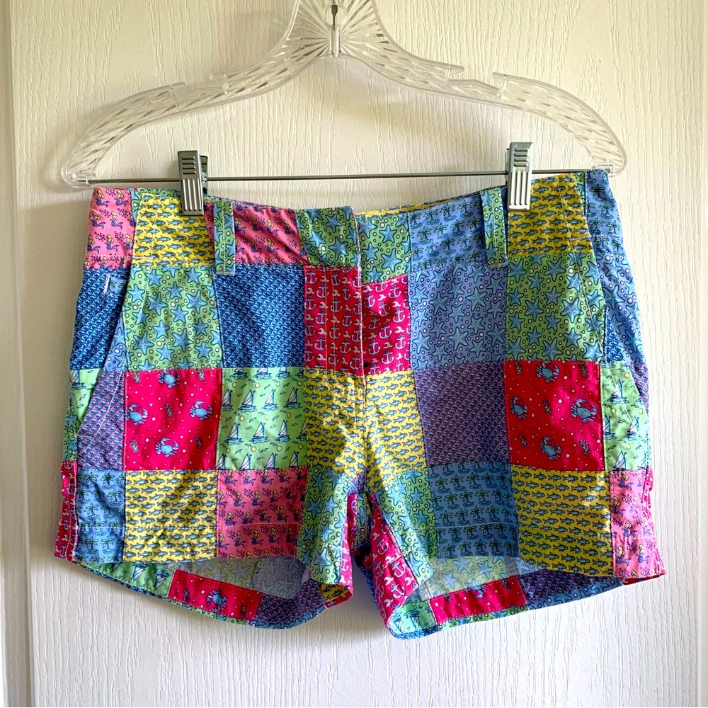 Vineyard Vines Blue and Pink Shorts Vibrant Patchwork Design